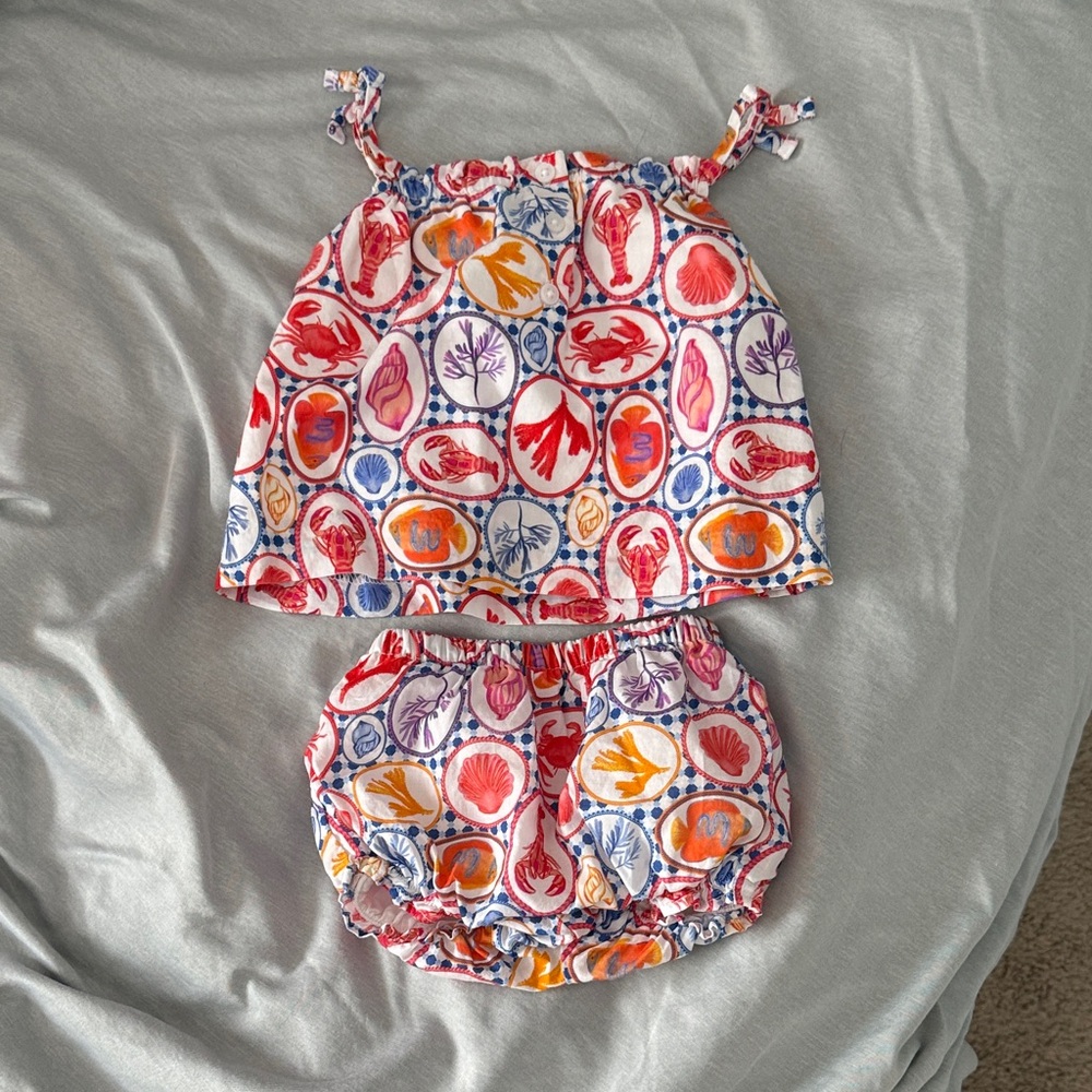 Janie and Jack Sea Life Baby Outfit - Red and Blue